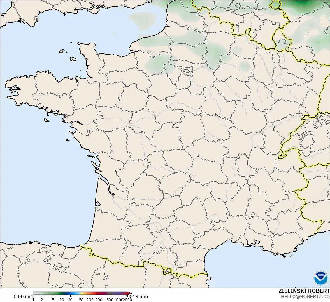 GFS model - France, Precipitation Accumulation
