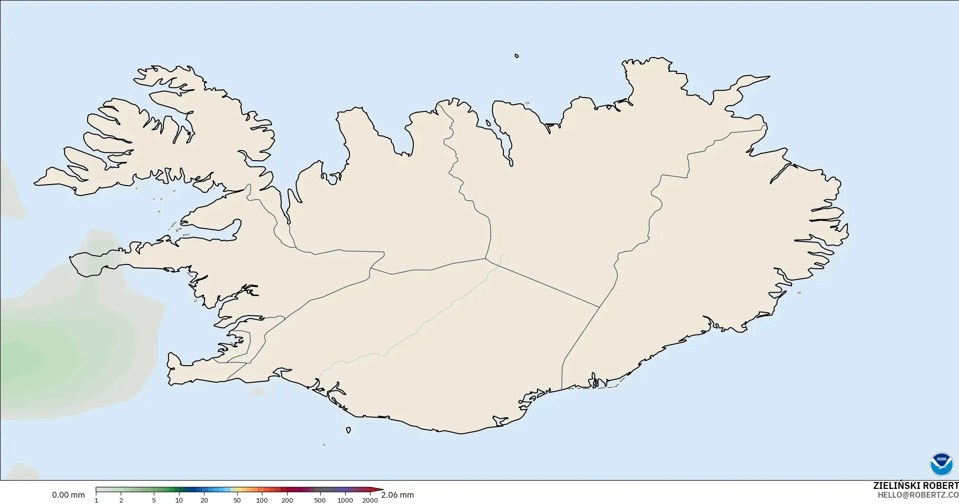GFS model - Iceland, Precipitation Accumulation