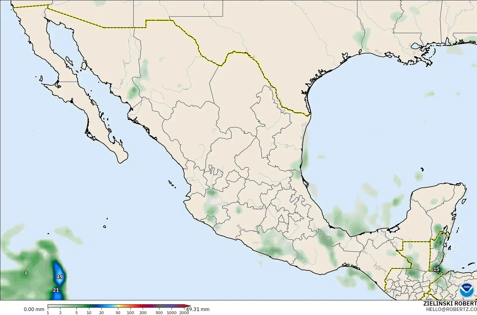 GFS model - Mexico, Precipitation Accumulation