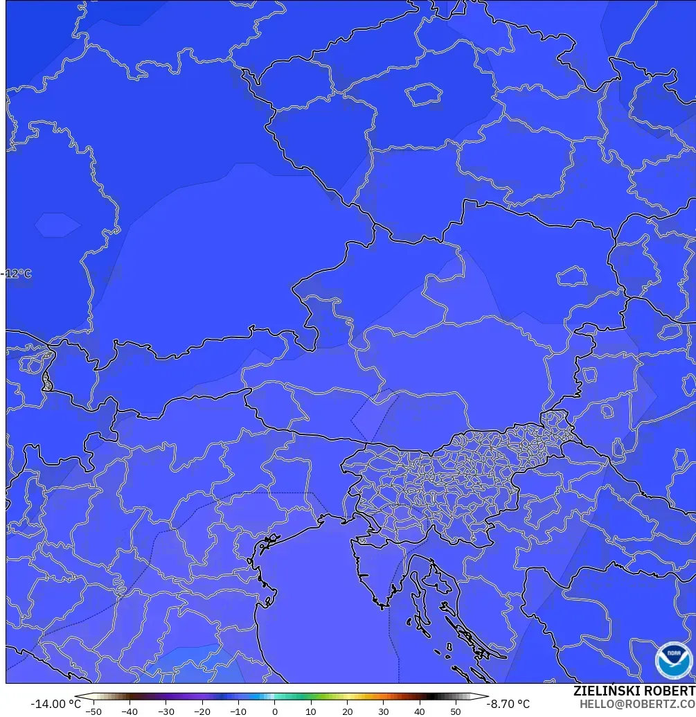 GFS model - Austria, Temperature at 500hPa