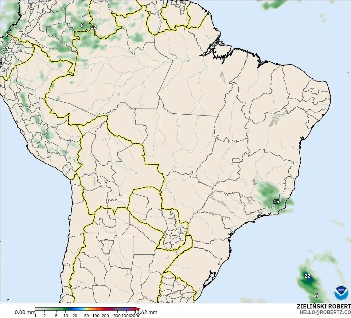 GFS model - Brazil, Precipitation Accumulation