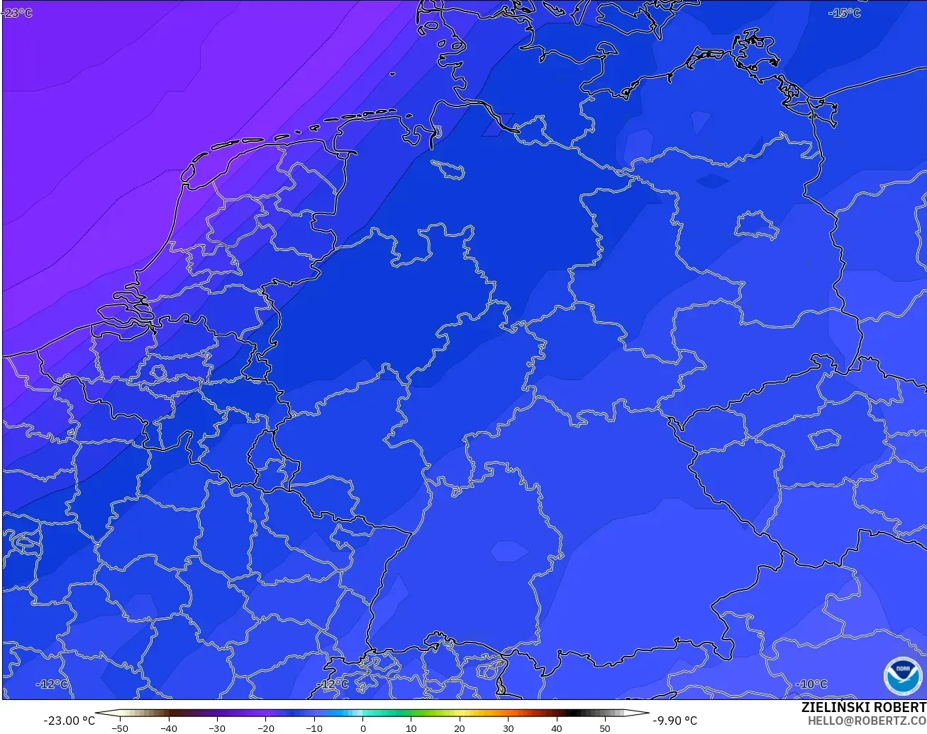 GFS model - Germany, Temperature at 500hPa