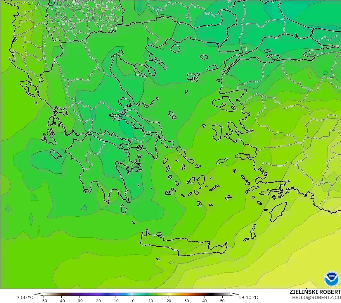 GFS model - Greece, Temperature at 850hPa