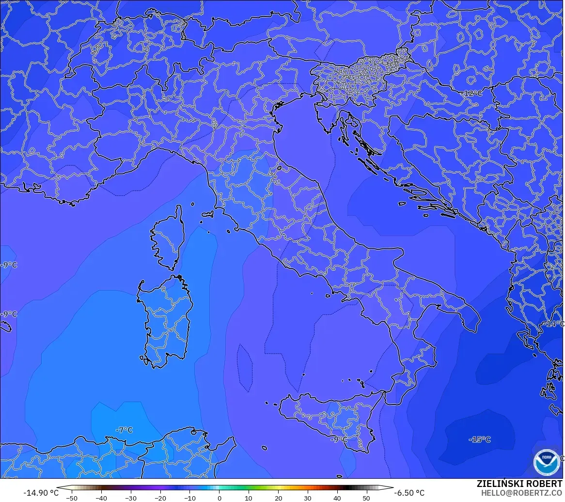 GFS model - Italy, Temperature at 500hPa