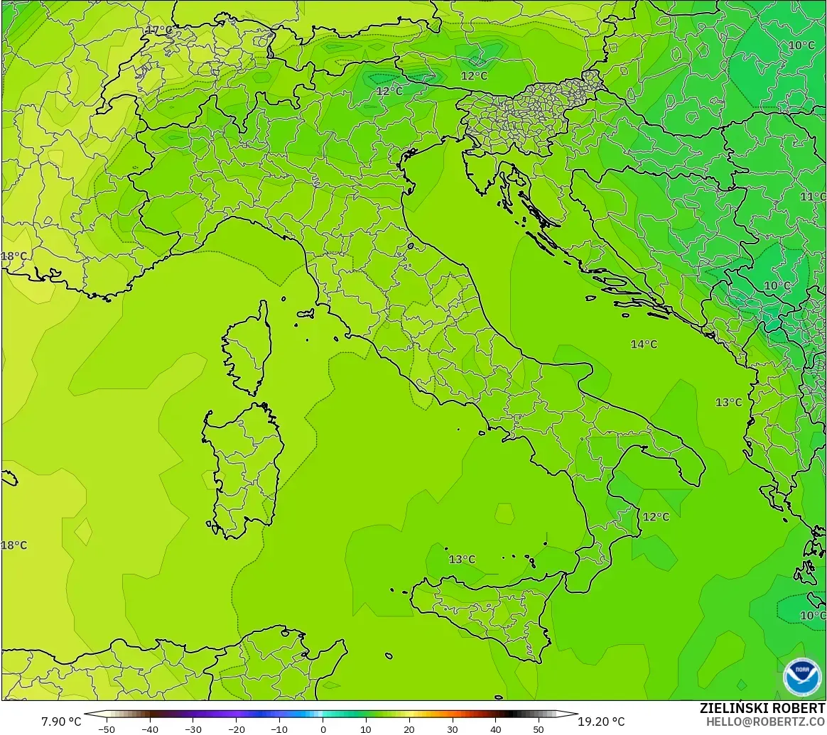 GFS model - Italy, Temperature at 850hPa