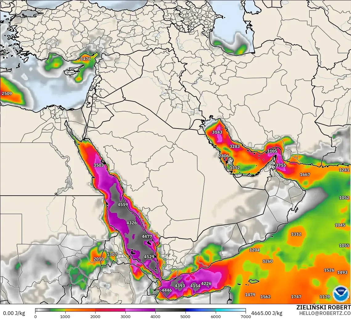 GFS model - Middle East, CAPE