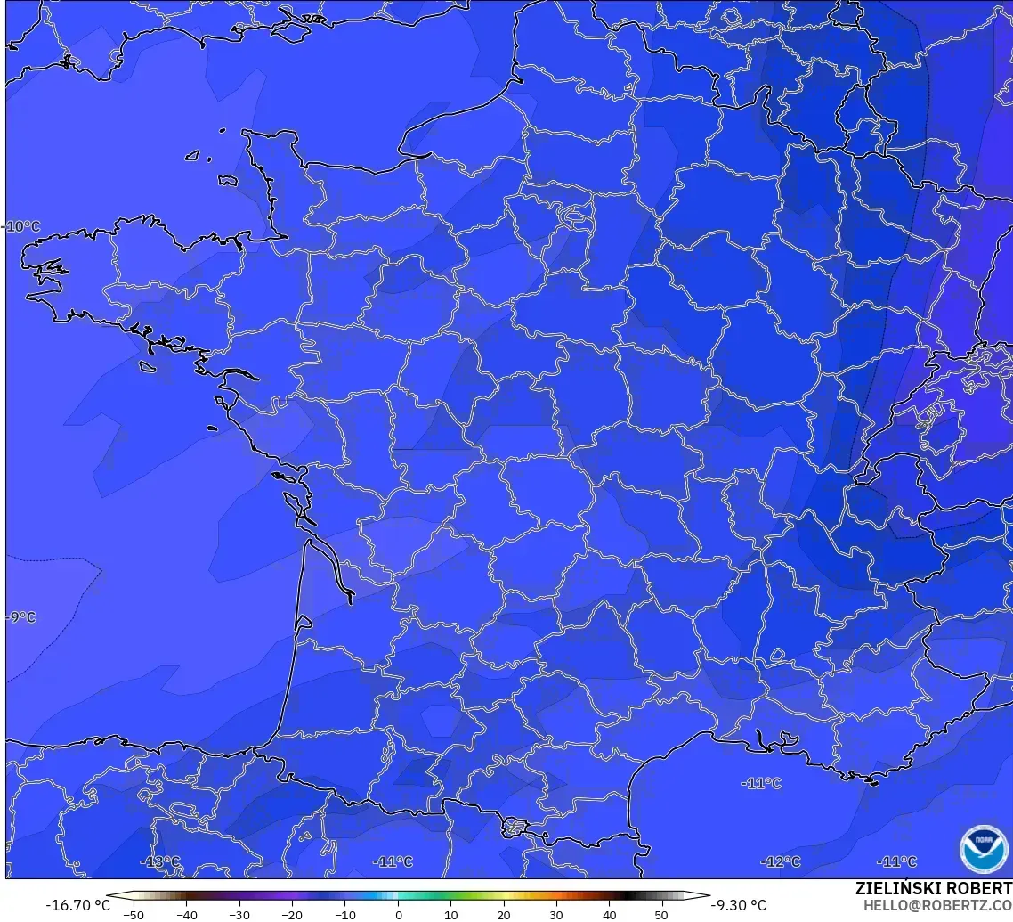 GFS model - France, Temperature at 500hPa