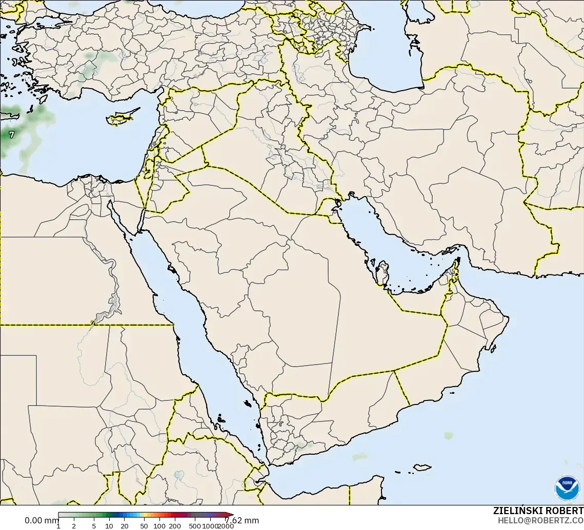 GFS model - Middle East, Precipitation Accumulation