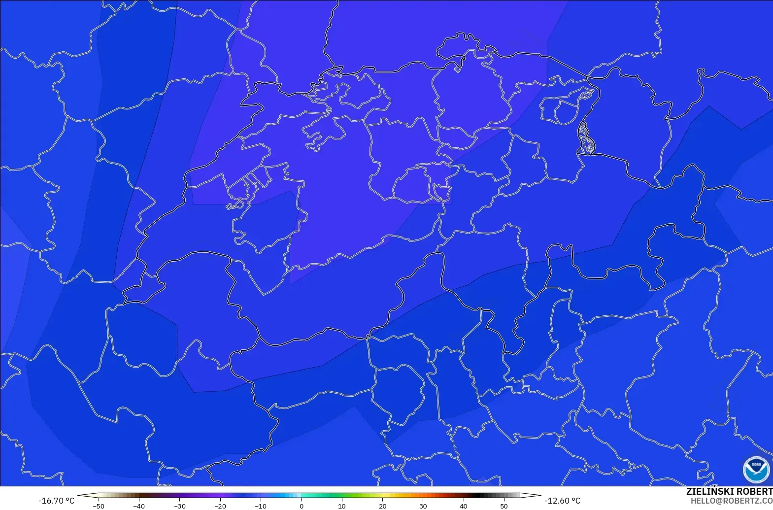 GFS model - Switzerland, Temperature at 500hPa