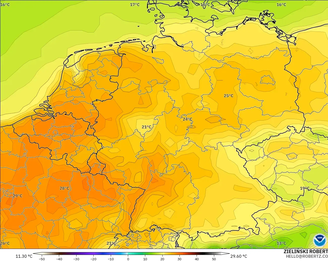GFS model - Germany, Temperature at 2m