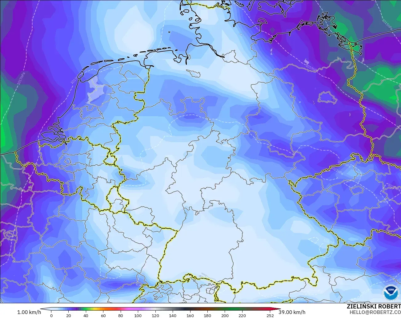 GFS model - Germany, Wind Gusts Peak