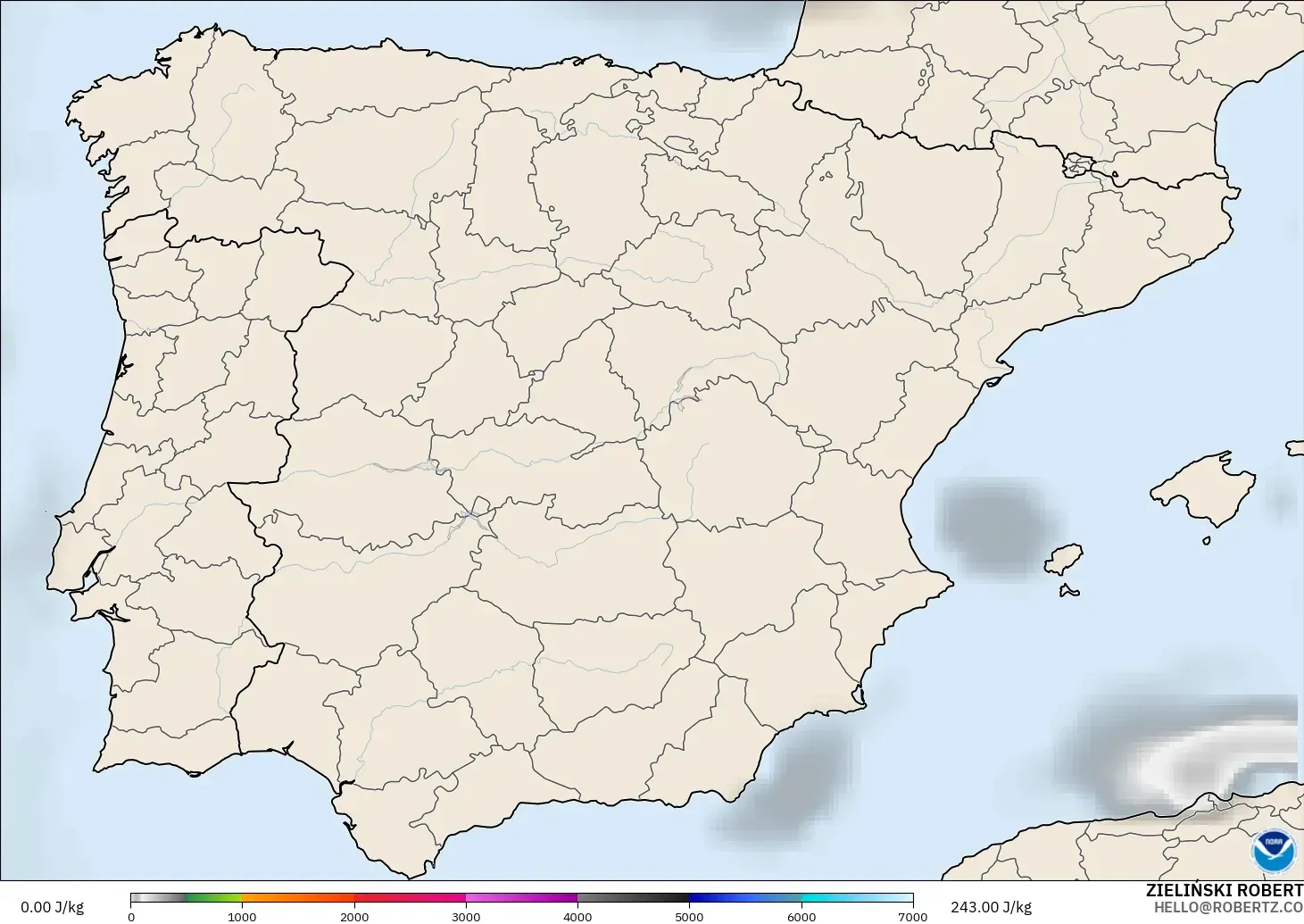 GFS model - Spain, CAPE