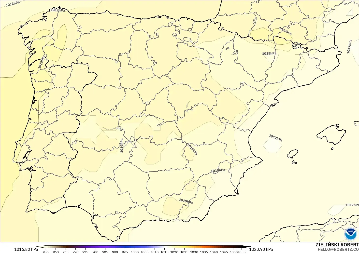 GFS model - Spain, Pressure