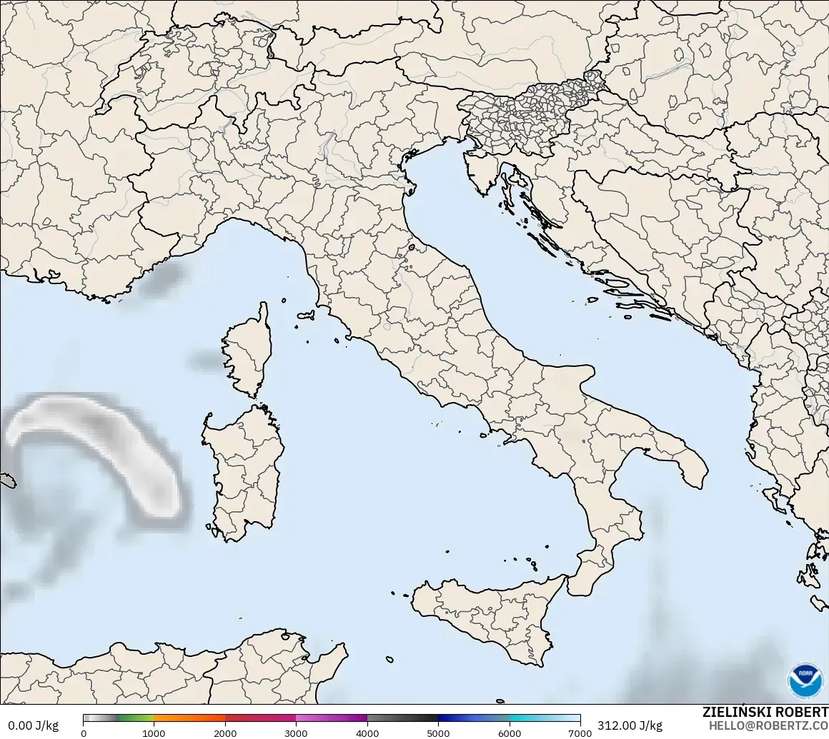 GFS model - Italy, CAPE