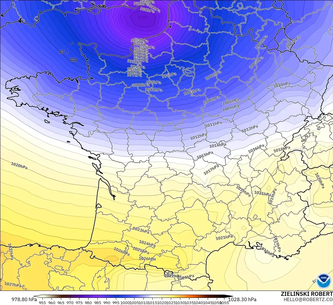 GFS model - France, Pressure