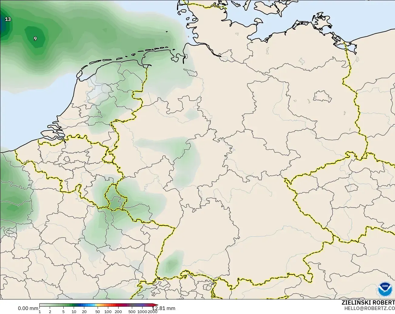 GFS model - Germany, Precipitation Accumulation