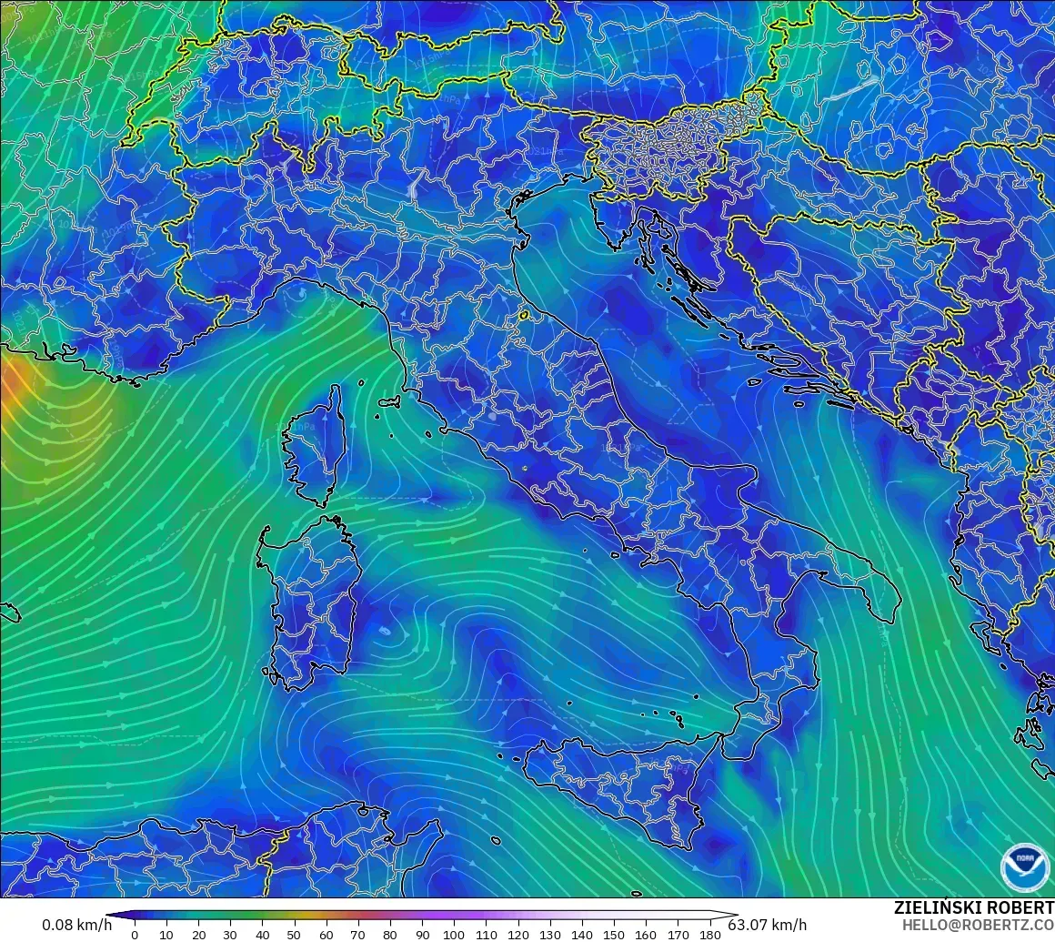 GFS model - Italy, Wind at 10m