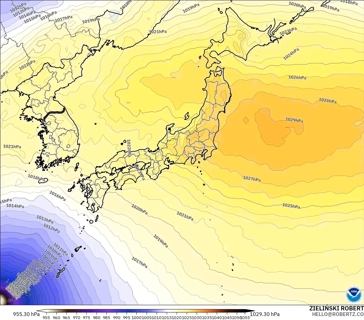 GFS model - Japan, Pressure