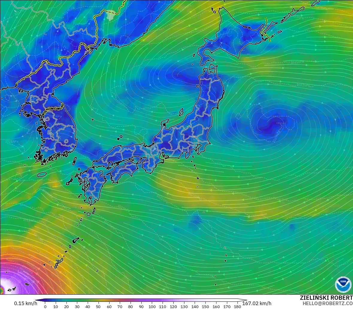 GFS model - Japan, Wind at 10m