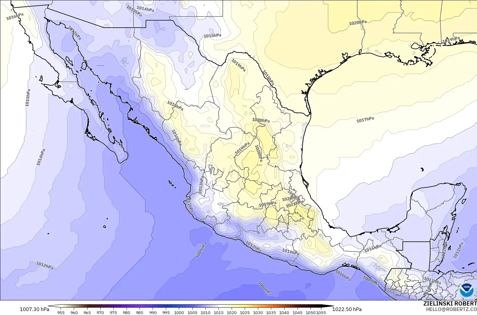 GFS model - Mexico, Pressure