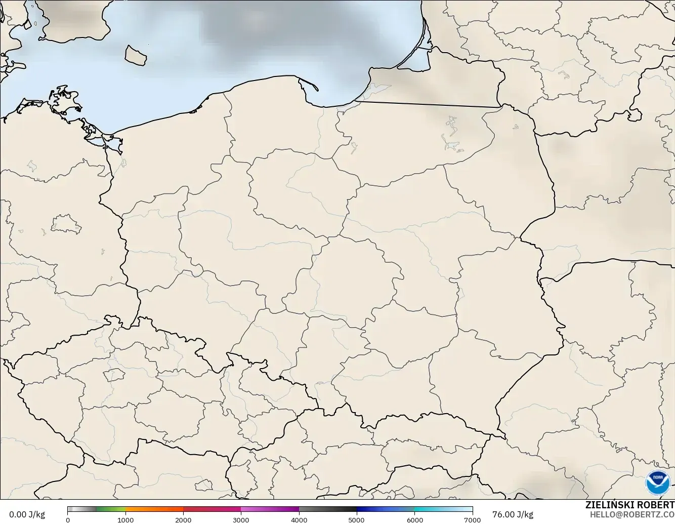 GFS model - Poland, CAPE