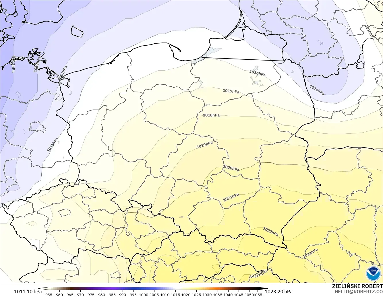 GFS model - Poland, Pressure