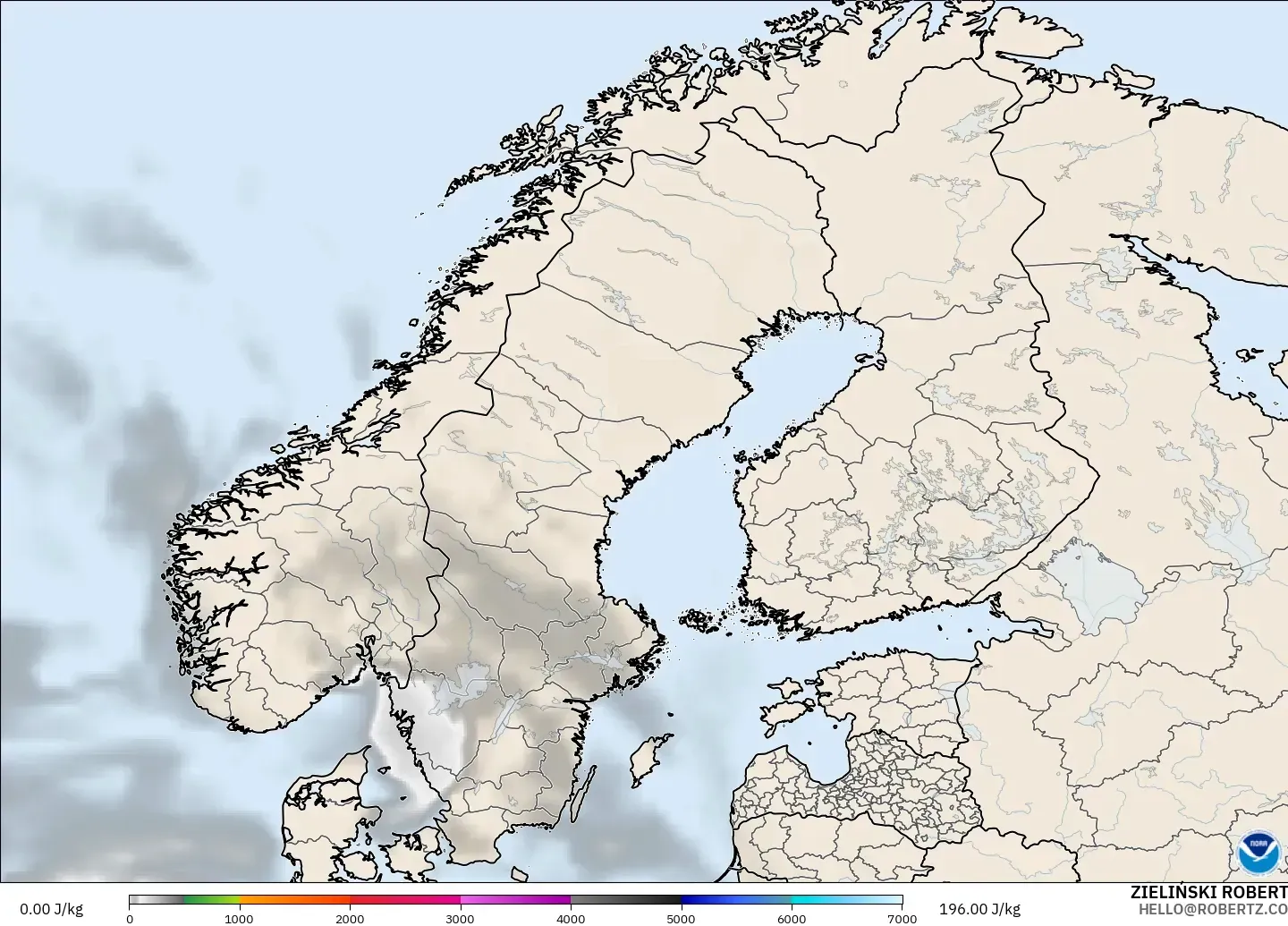 GFS model - Scandinavia, CAPE