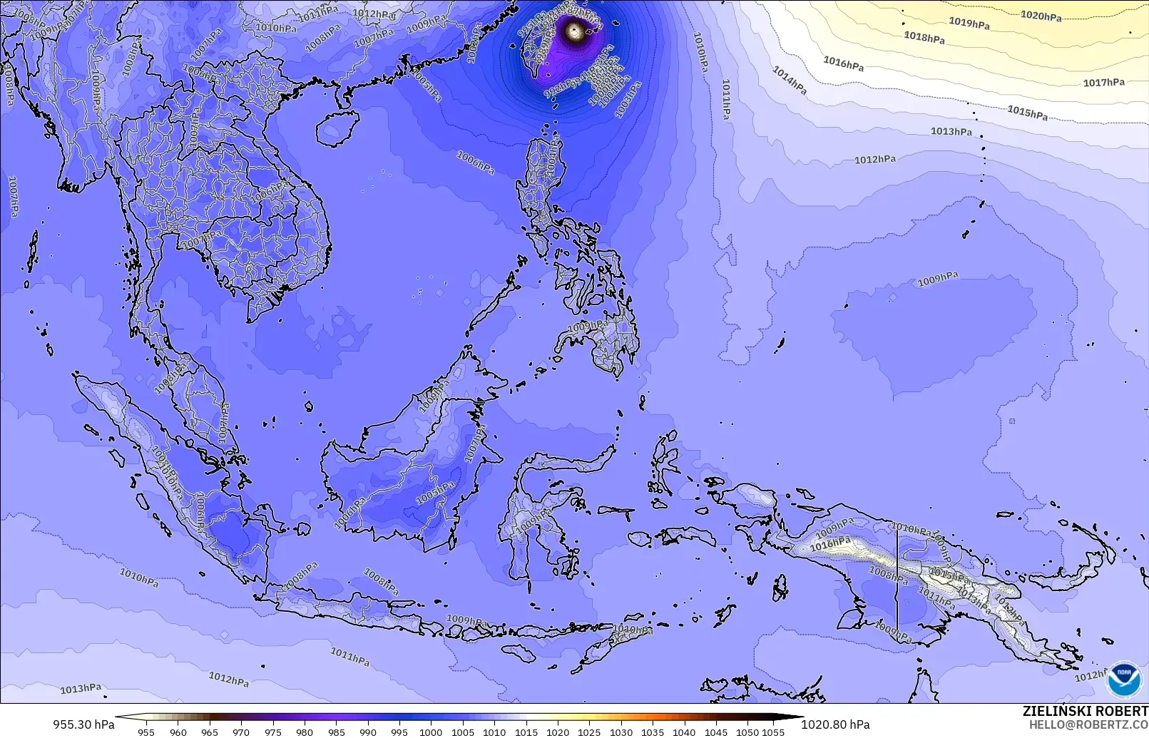 GFS model - South East Asia, Pressure