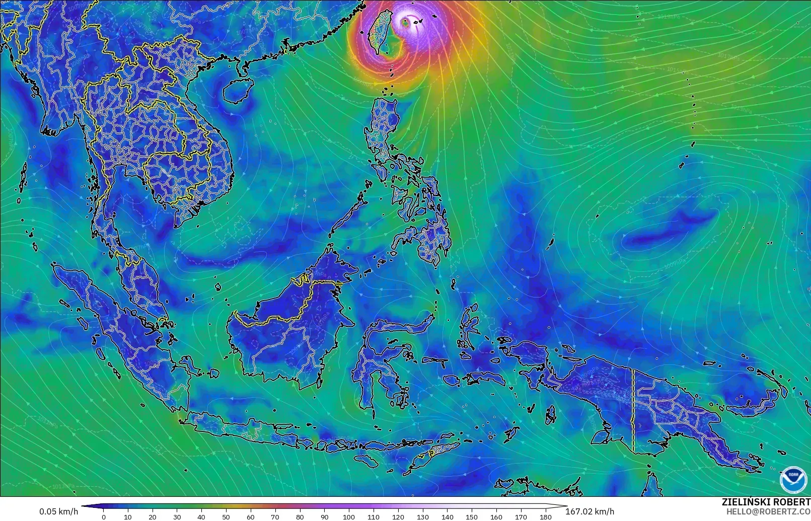 GFS model - South East Asia, Wind at 10m