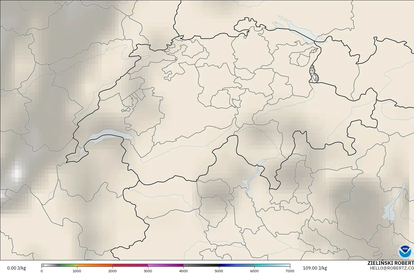 GFS model - Switzerland, CAPE