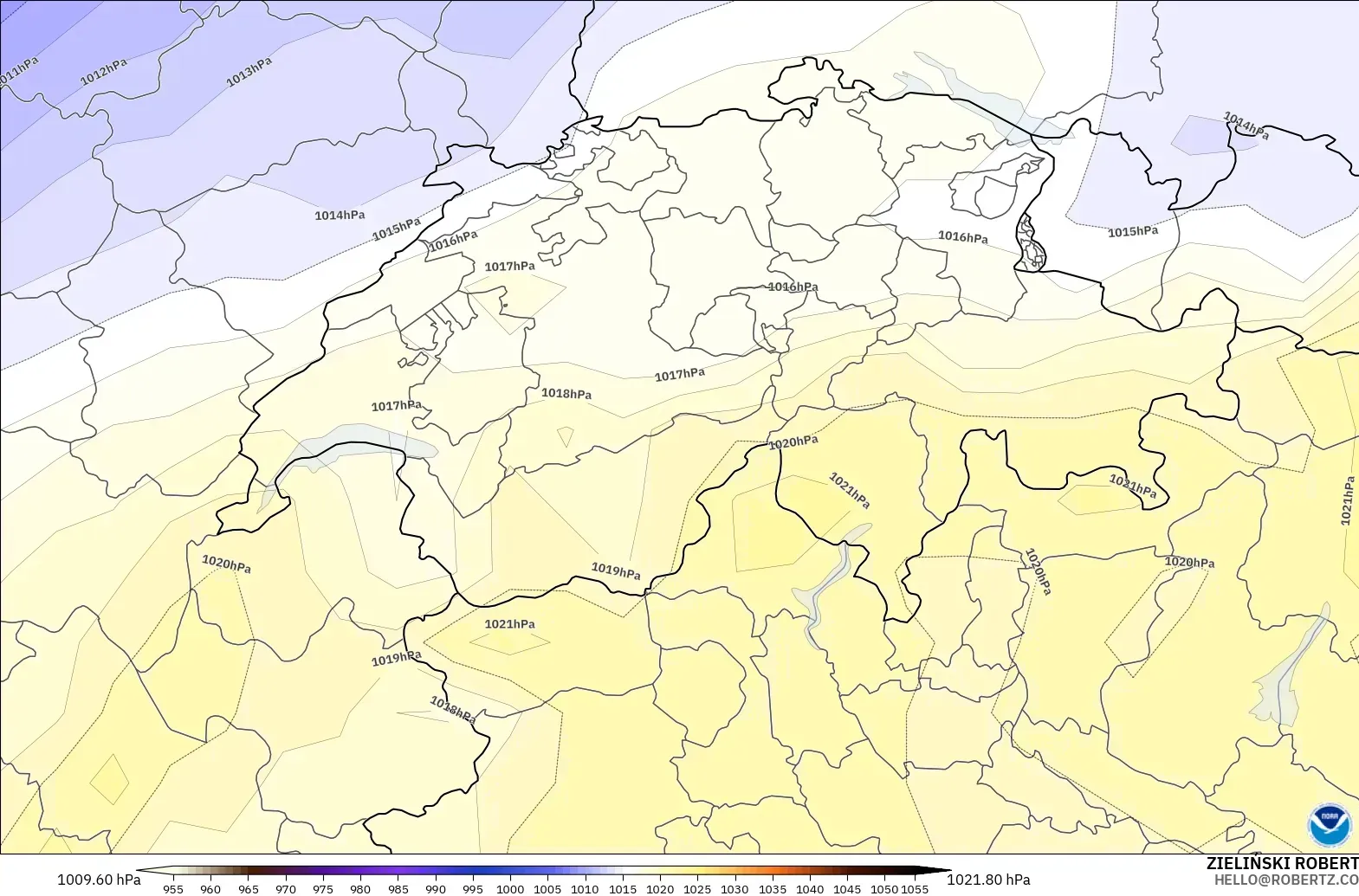 GFS model - Switzerland, Pressure