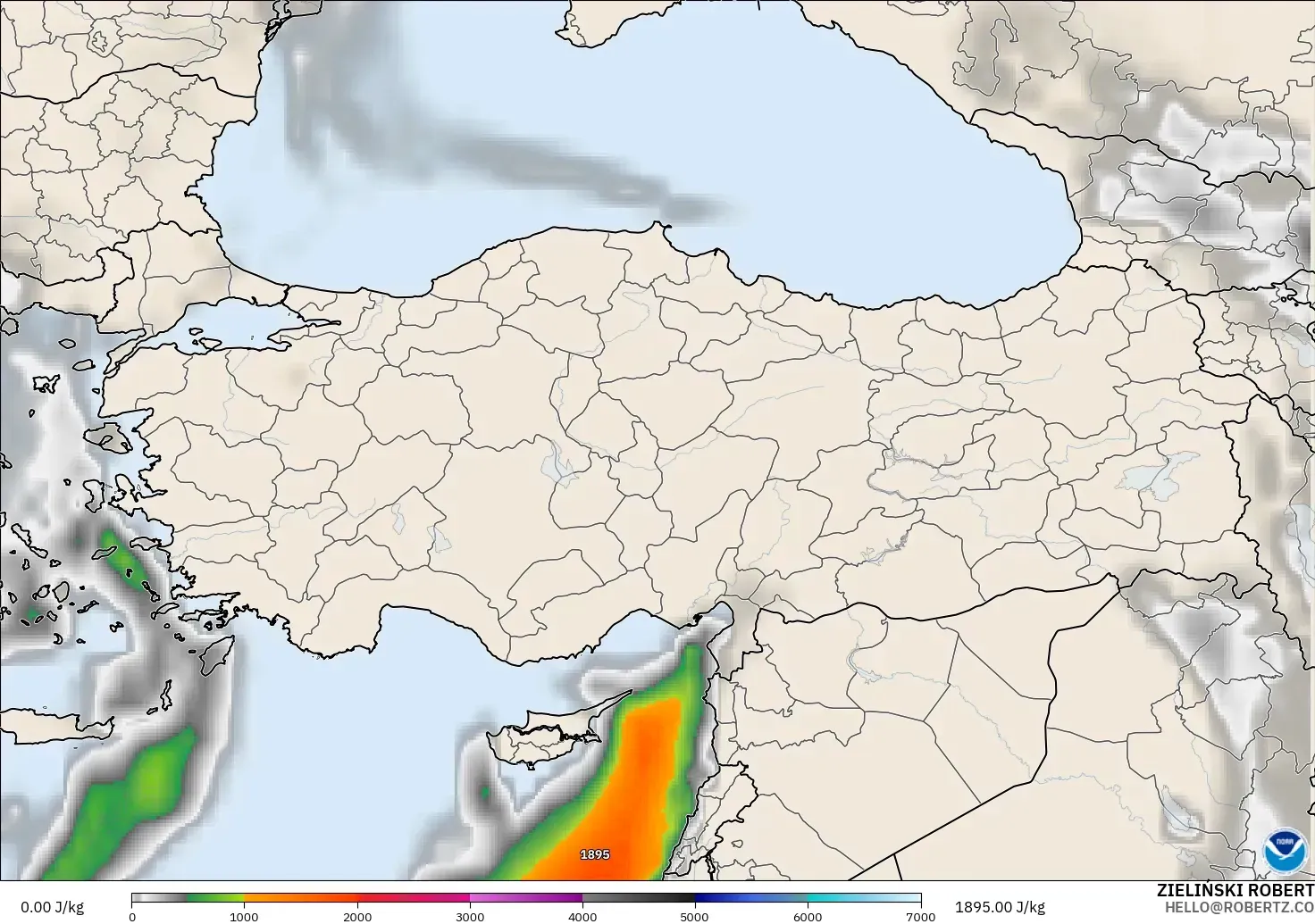 GFS model - Turkey, CAPE