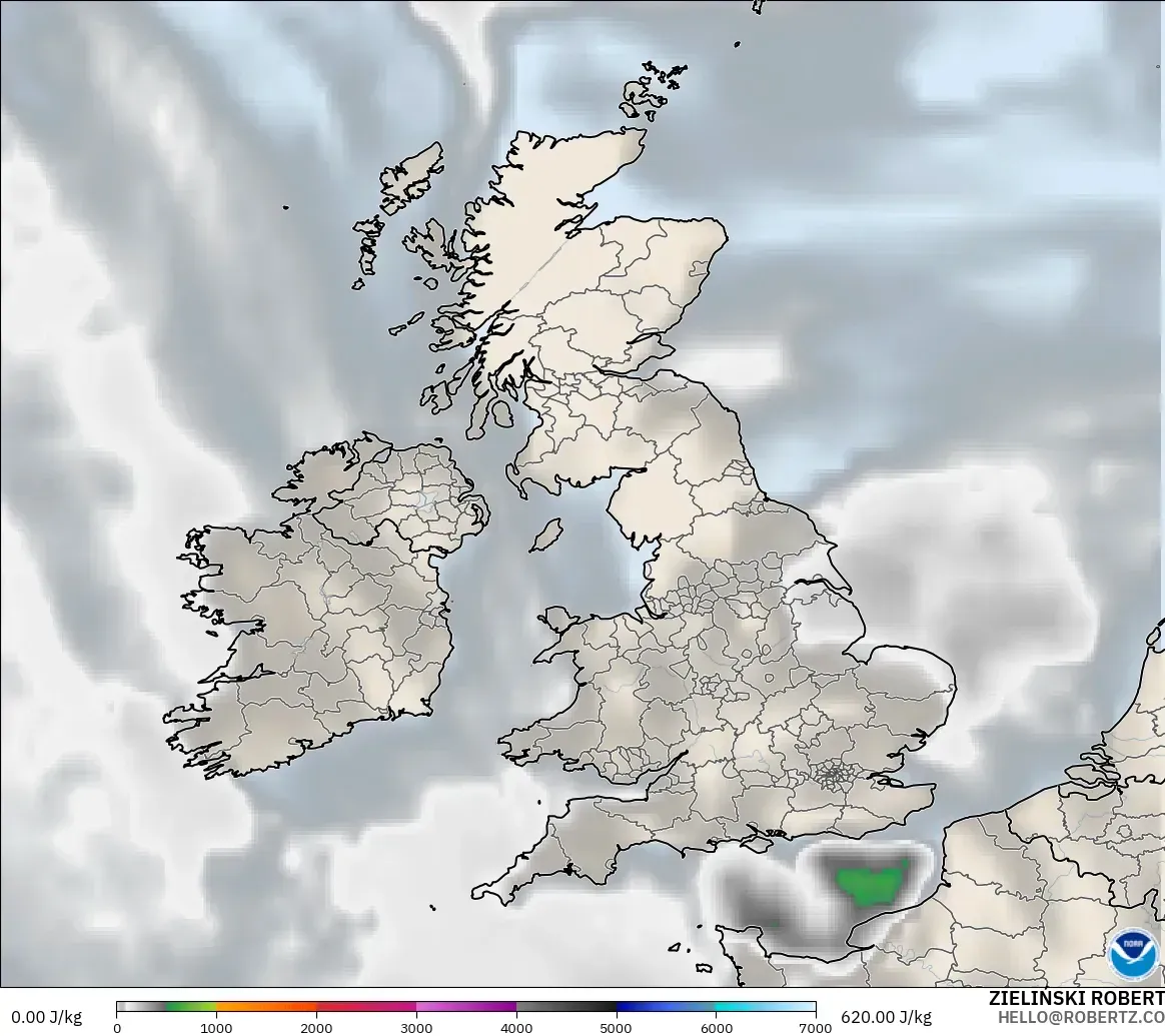 GFS model - United Kingdom, CAPE