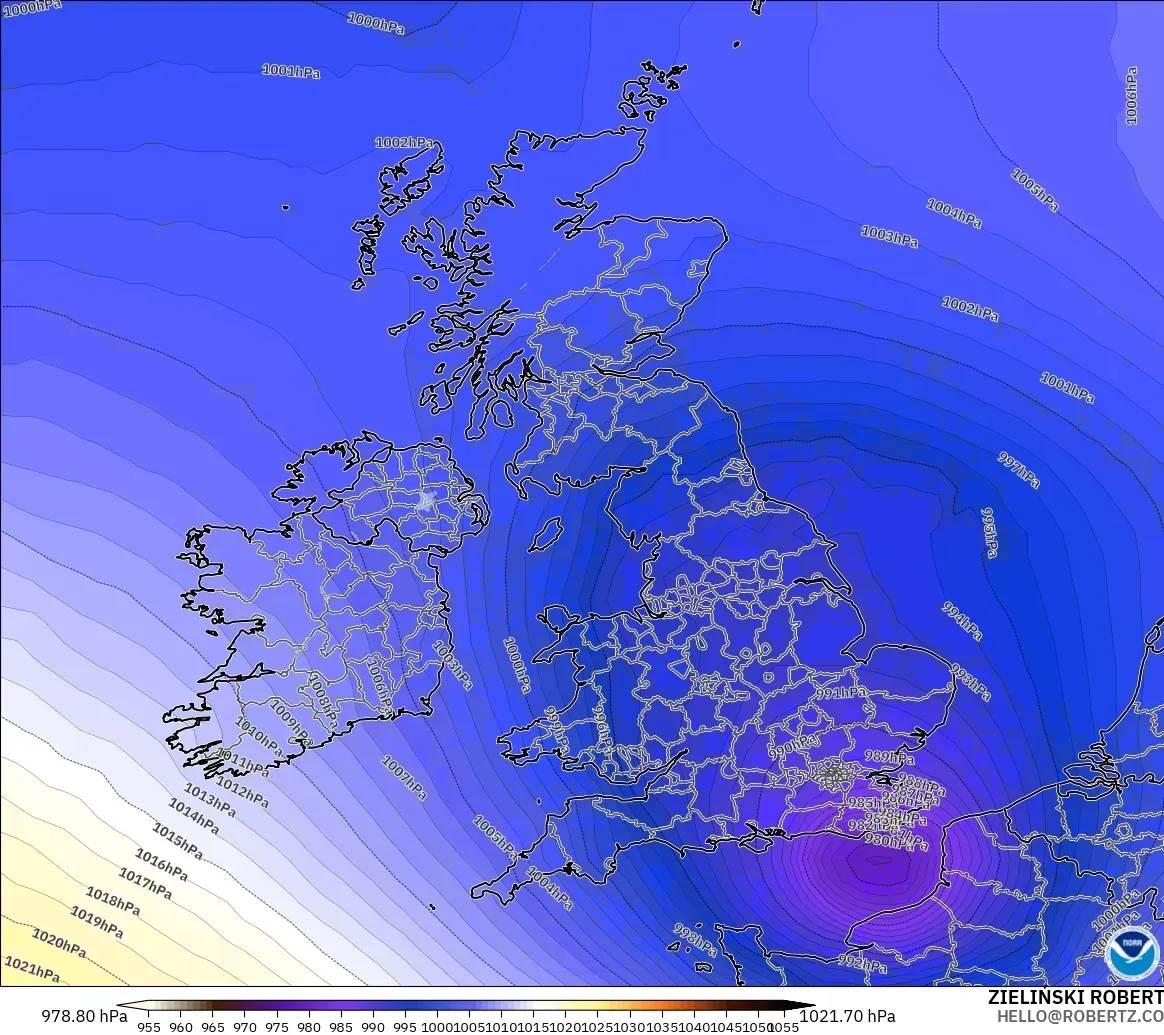 GFS model - United Kingdom, Pressure