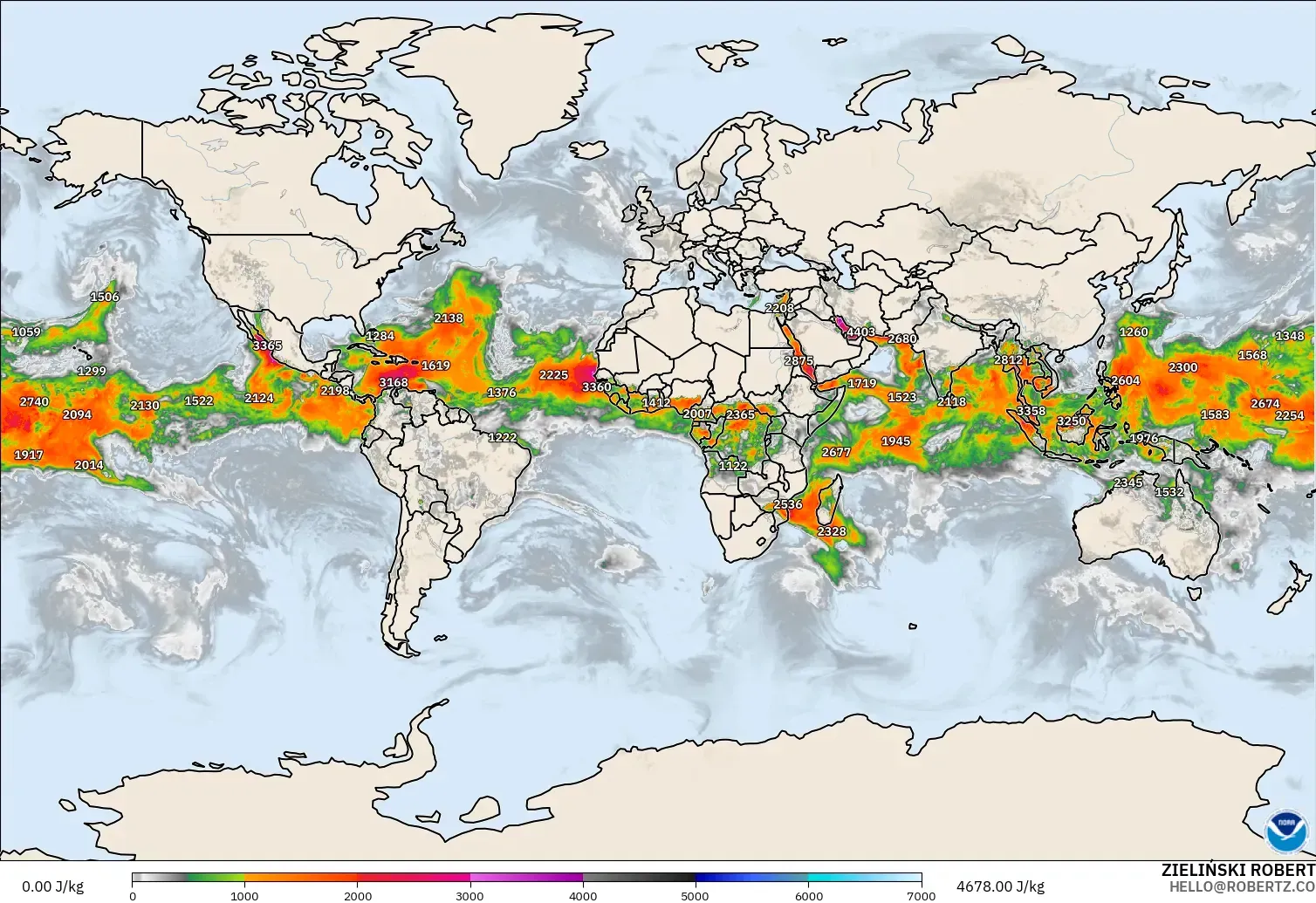 GFS model - World, CAPE