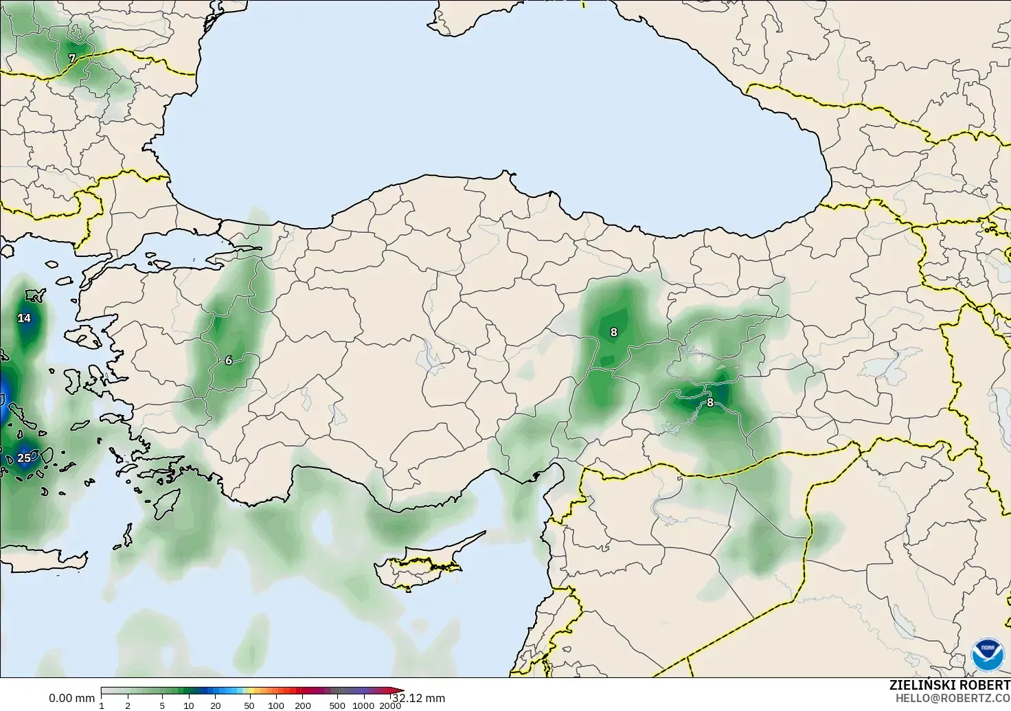 GFS model - Turkey, Precipitation Accumulation