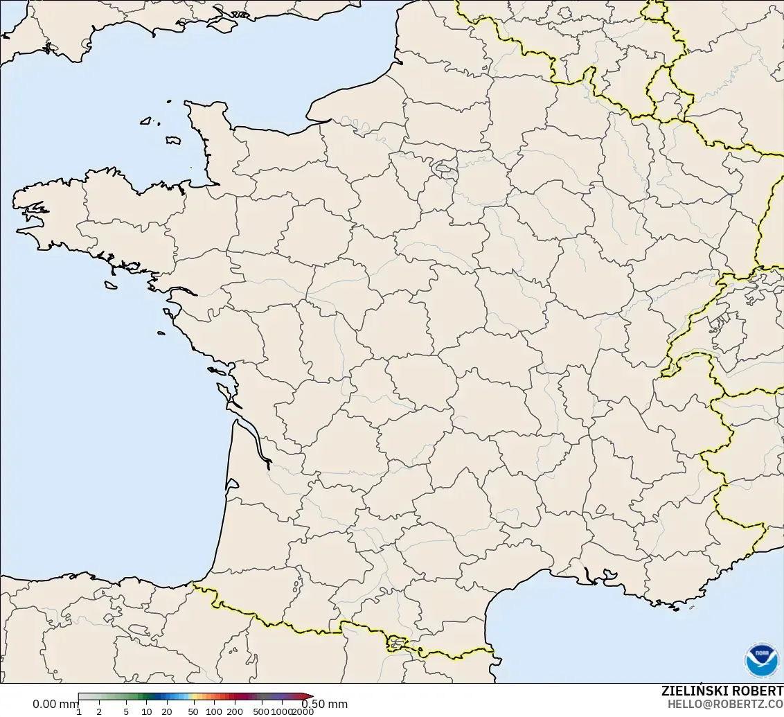 GFS model - France, Precipitation Accumulation