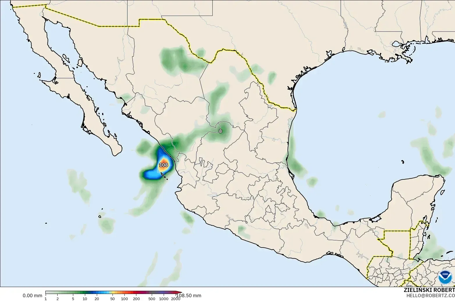 GFS model - Mexico, Precipitation Accumulation