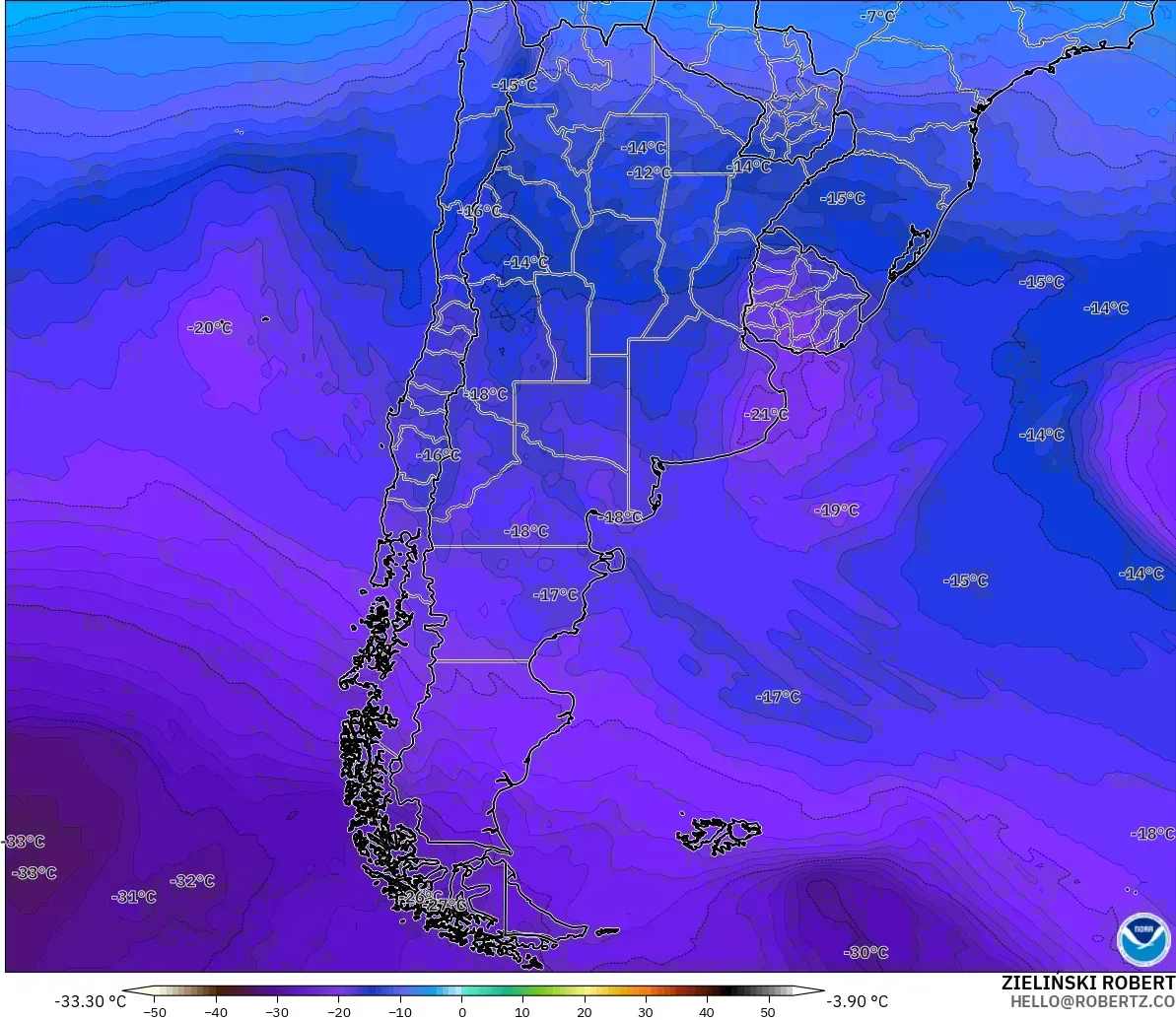 GFS model - Argentina, Temperature at 500hPa