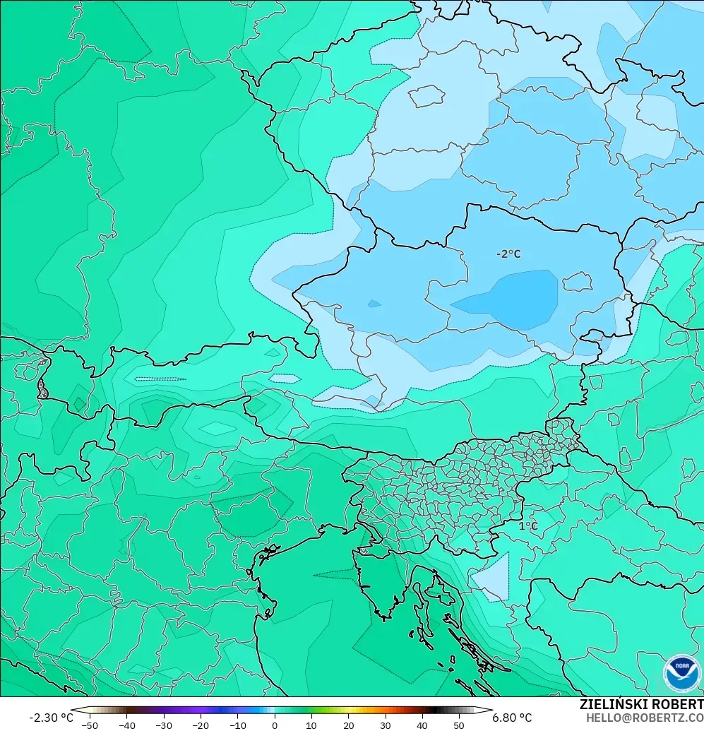 GFS model - Austria, Temperature at 850hPa
