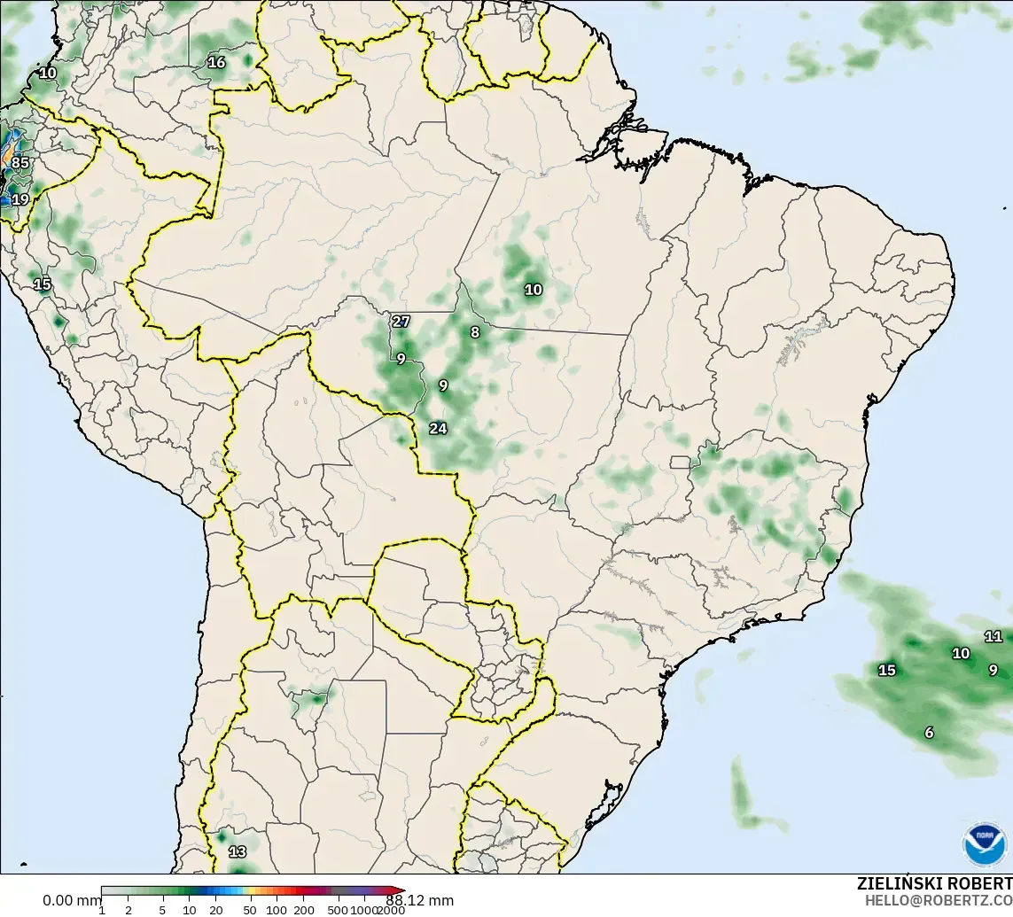 GFS model - Brazil, Precipitation Accumulation