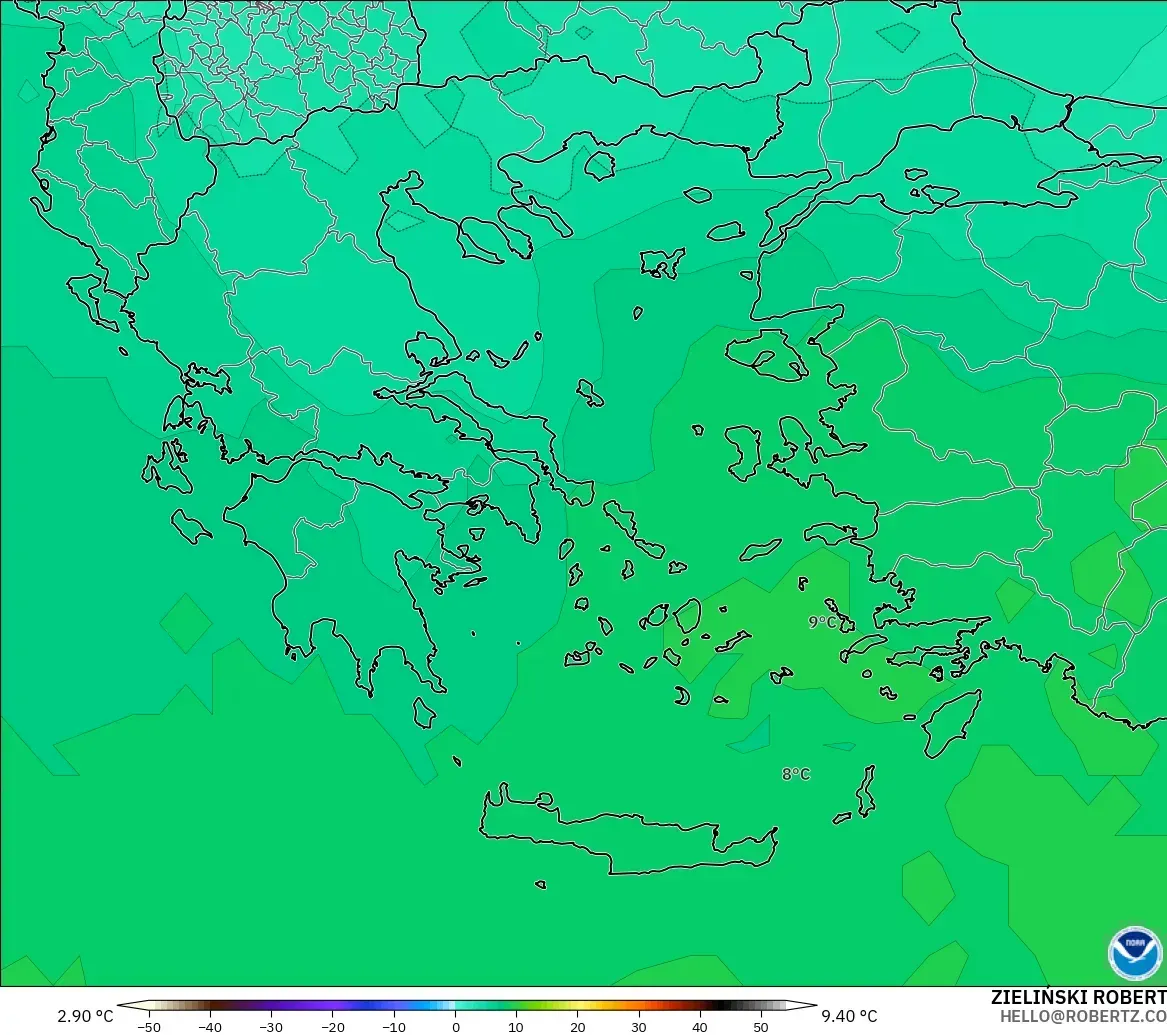 GFS model - Greece, Temperature at 850hPa
