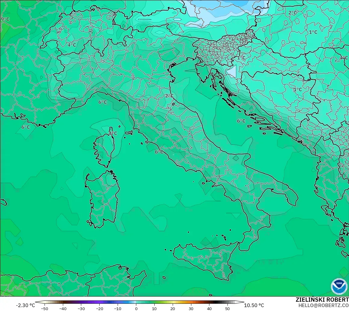 GFS model - Italy, Temperature at 850hPa
