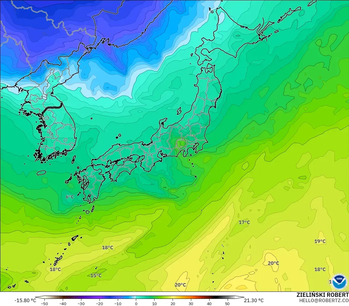 GFS model - Japan, Temperature at 850hPa