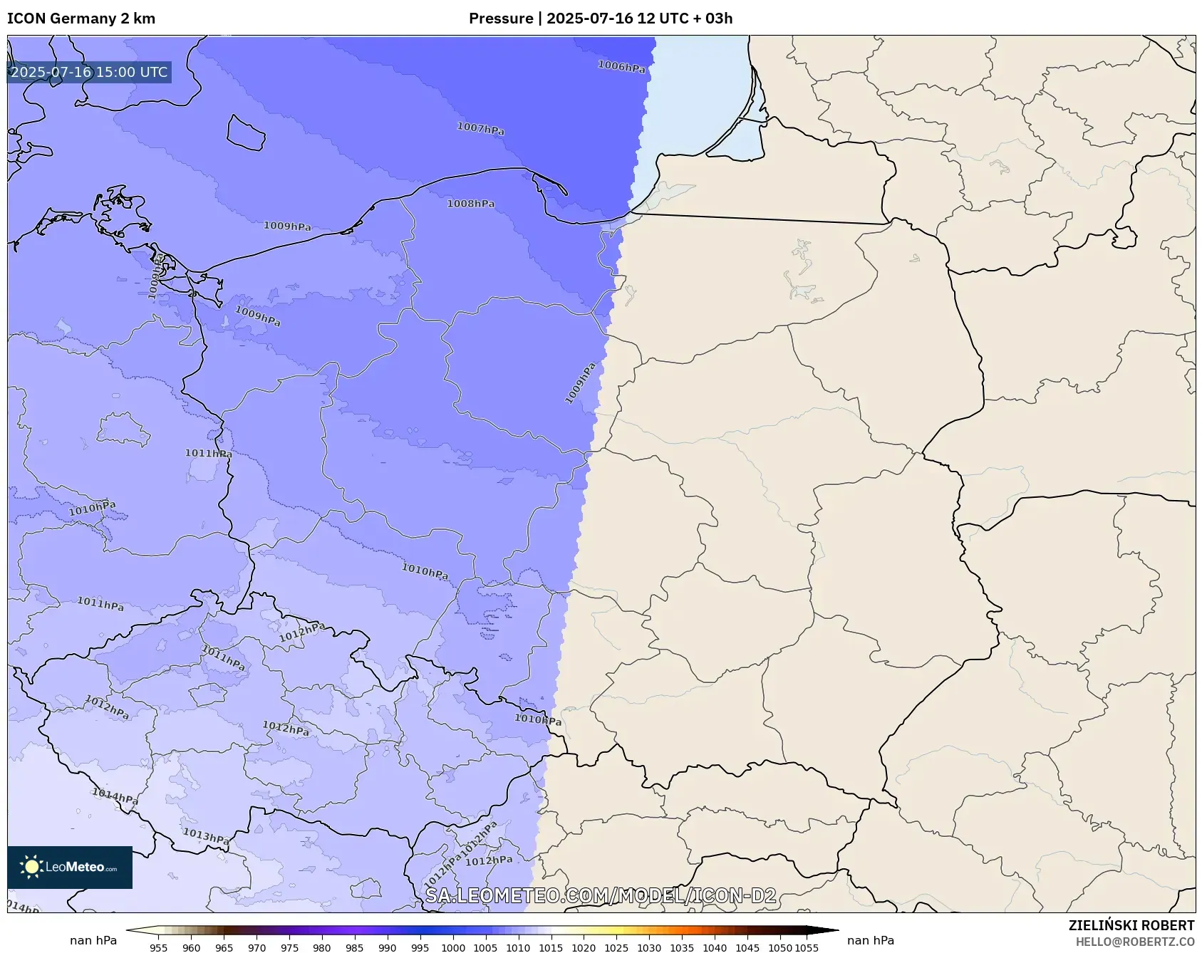 ICON Germany 2 km model - Poland, Pressure ICON Germany 2 km model - Poland, Pressure