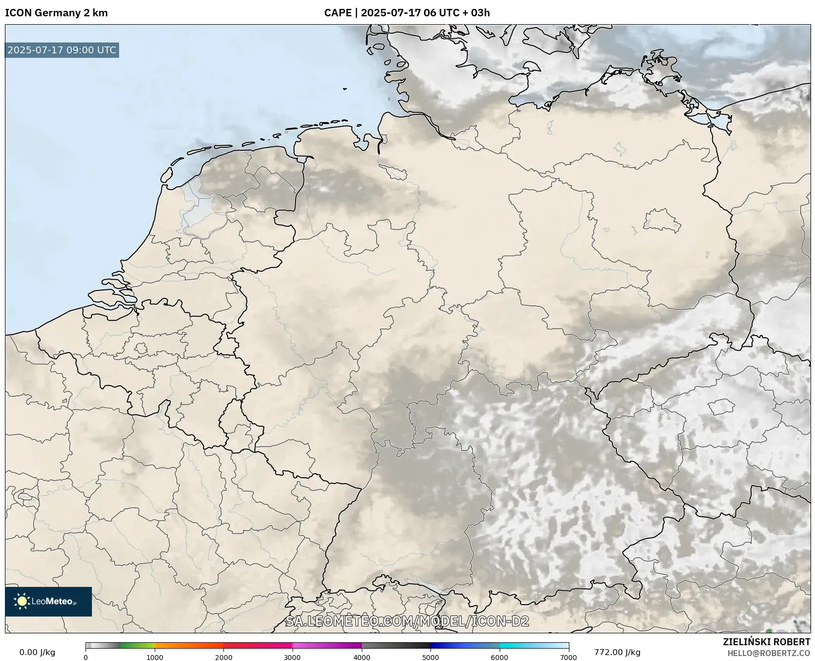 ICON Germany 2 km model - Germany, CAPE ICON Germany 2 km model - Germany, CAPE