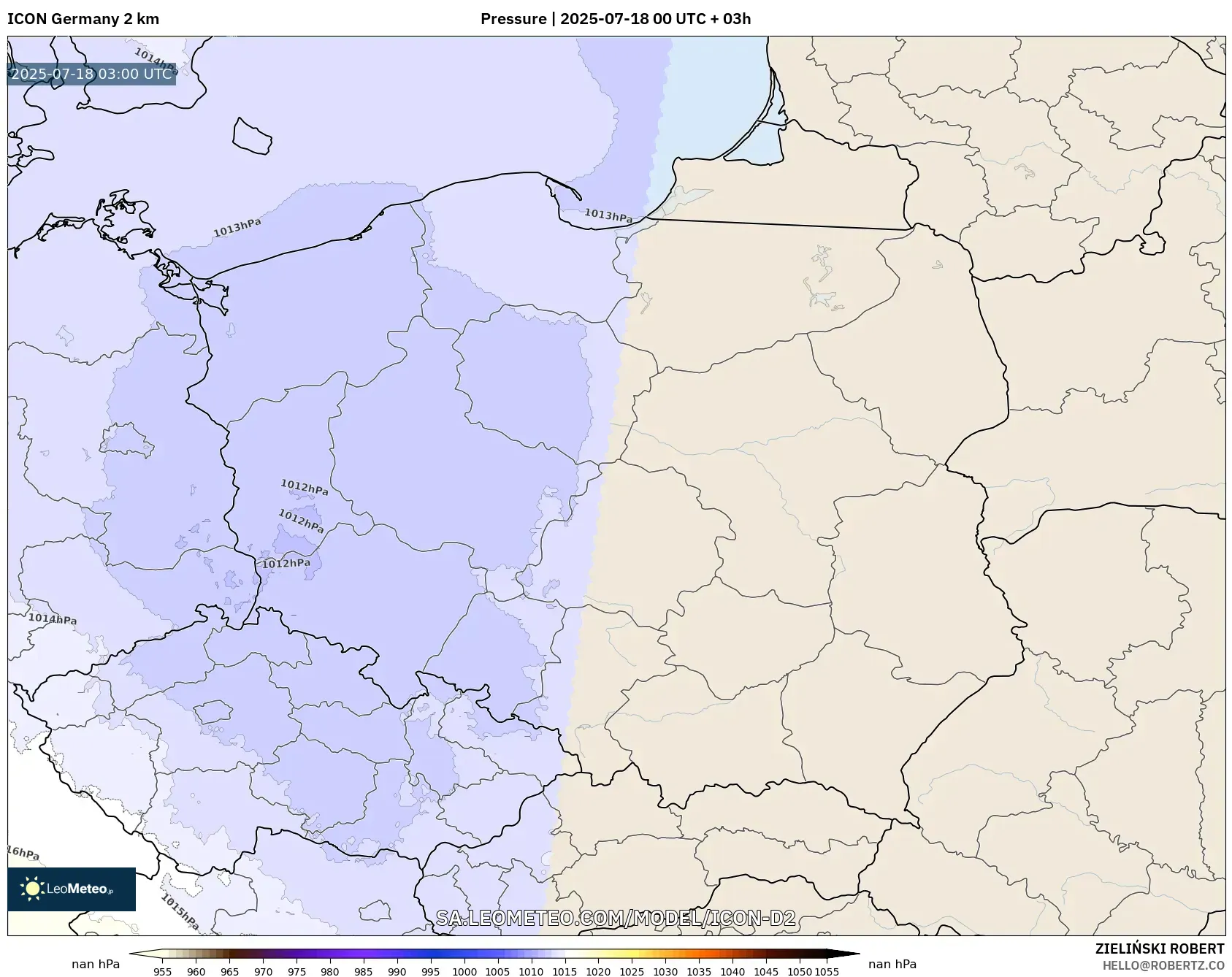 ICON Jerman 2 km model - Poland, Tekanan