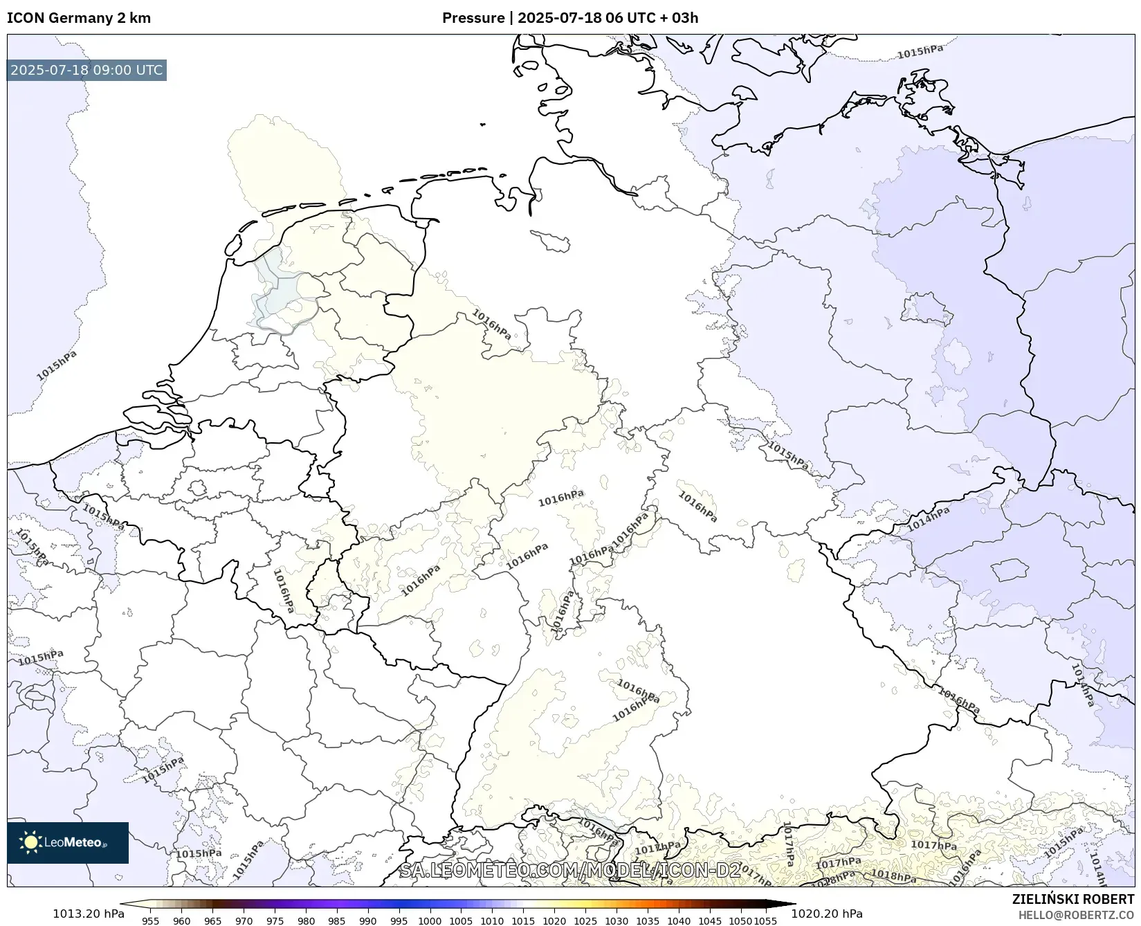 ICON Jerman 2 km model - Jerman, Tekanan