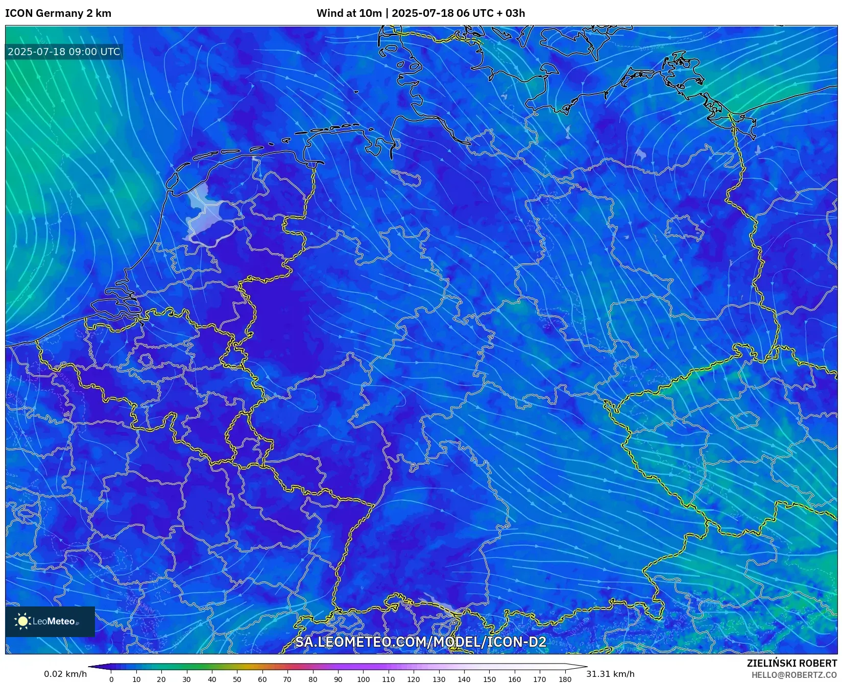 ICON Jerman 2 km model - Jerman, Angin 10 m