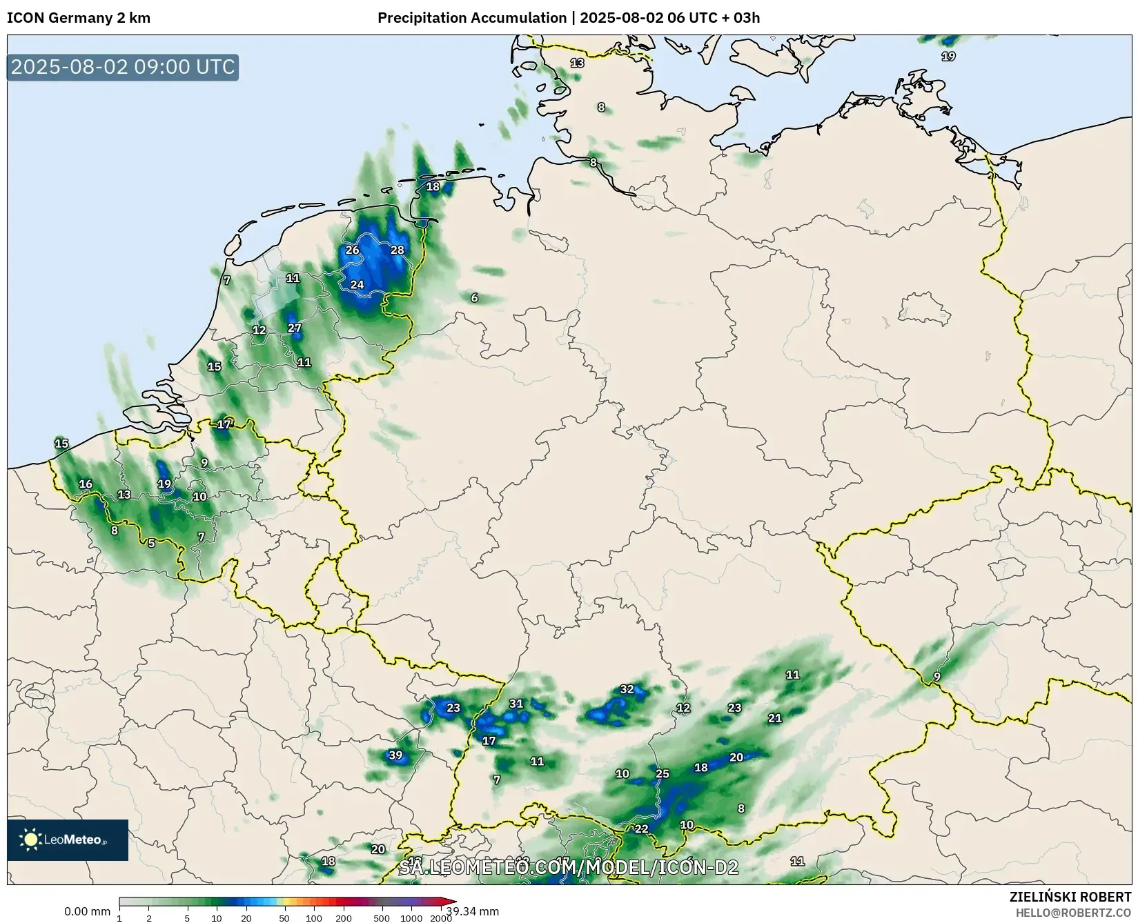 ICON Alemania 2 km model - Jerman, Akumulasi Curah Hujan ICON Alemania 2 km model - Jerman, Akumulasi Curah Hujan